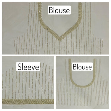 Handmade Premium Net Saree | Off-White | Hand Embroidery | Ships from California